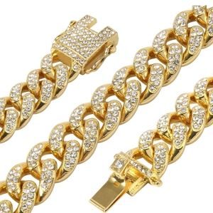 Men's 12MM 14MM 20MM Chains 18K Gold Plated CZ Ful